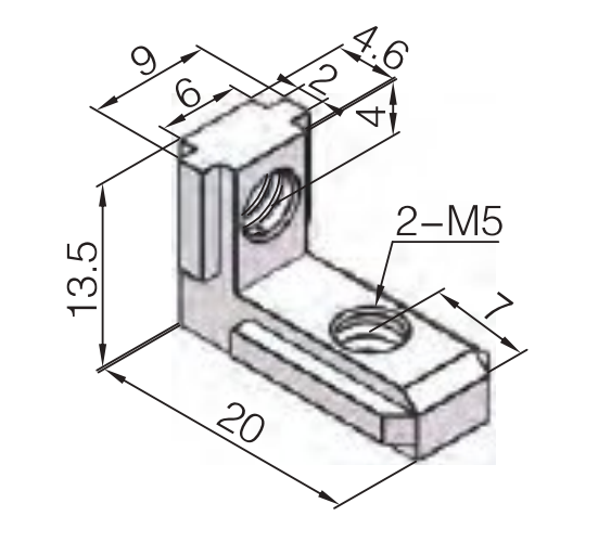 Inside Hidden corner bracket 90 degree Joint for 20X20 Aluminum Profile