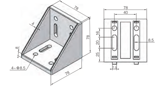 Die Cast Angle Bracket for 40x80 Aluminum Profile