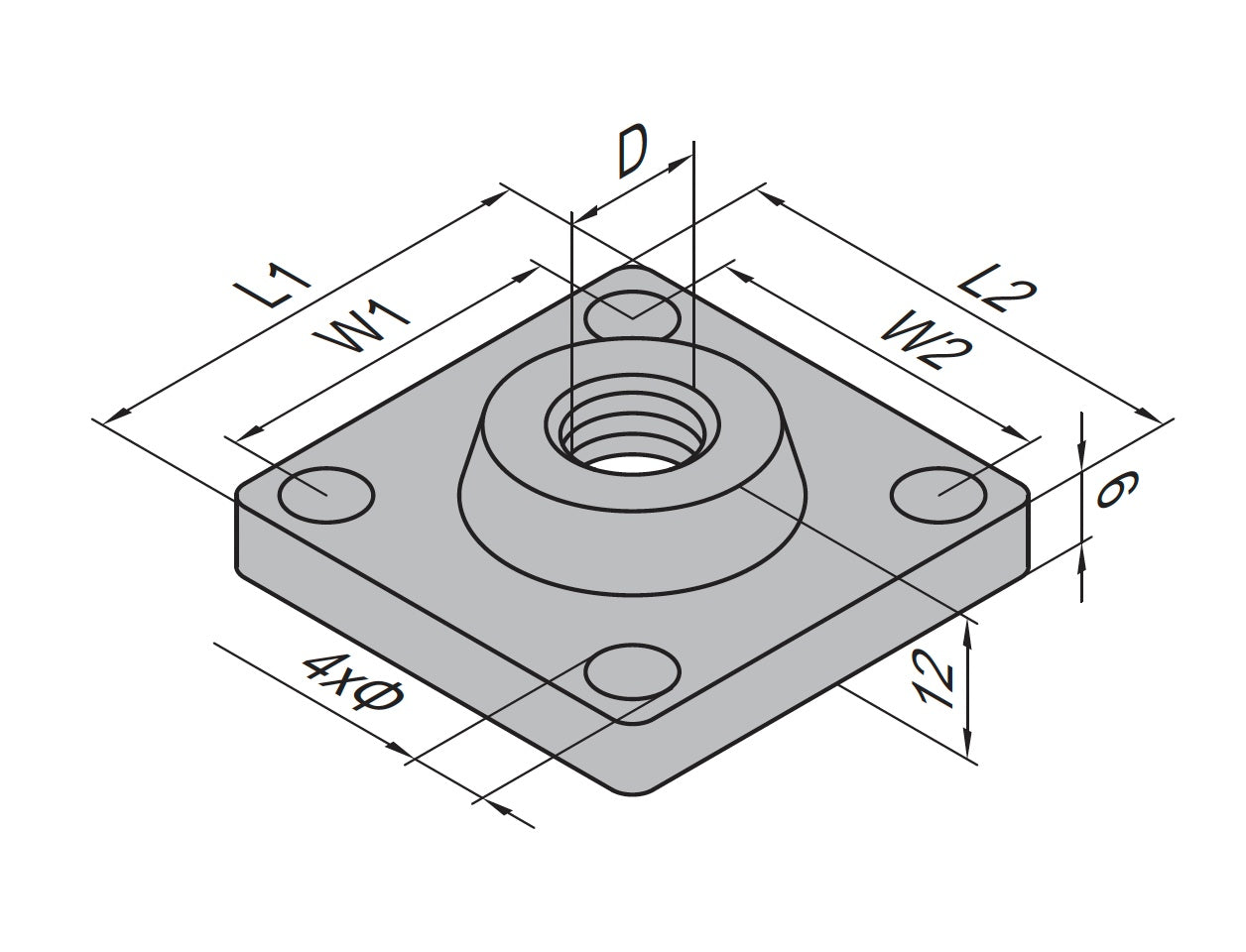 Mounting Plate-PG40-40x40 diecast aluminum