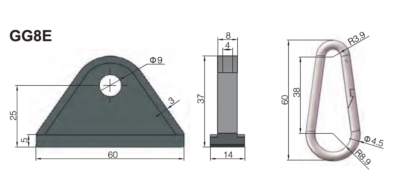 Aluminum Slide and hook for Tslot profile