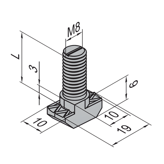 T Bolt-10-30 nickel plated steel