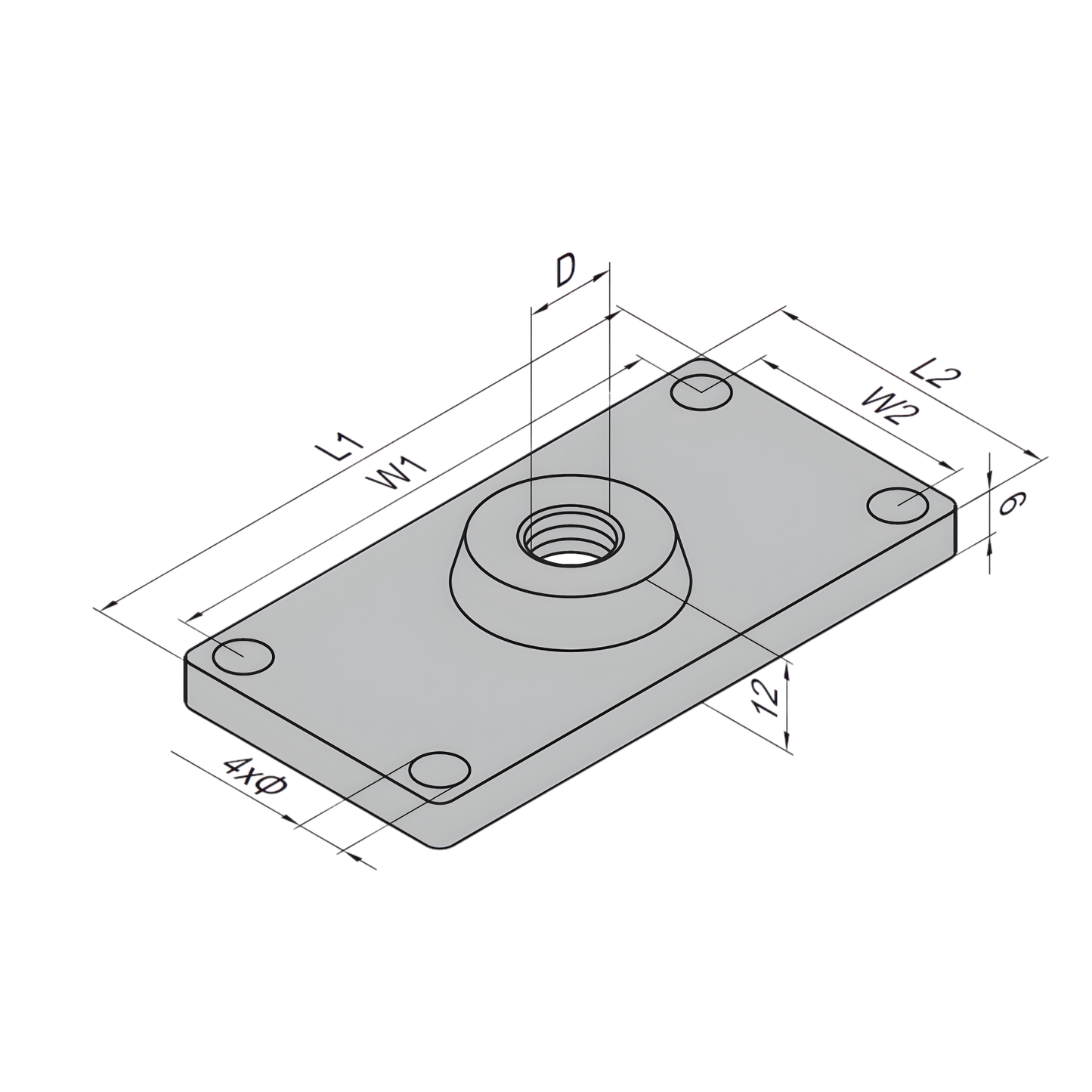 Mounting Plate-PG40-40x80 diecast aluminum