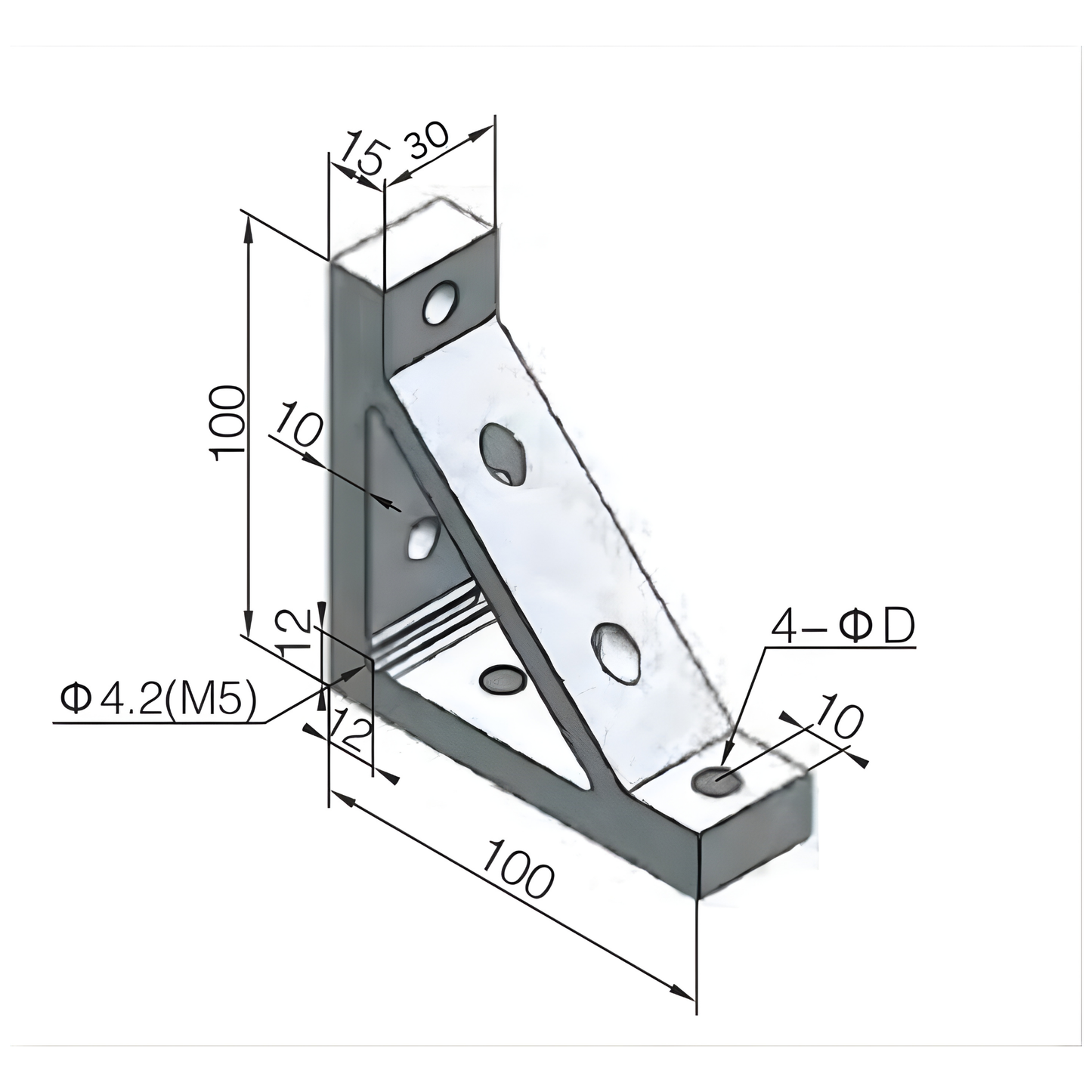 Aluminum Extrusion Angle Connector High strenth with bone for 40 x 40 Aluminum Profile