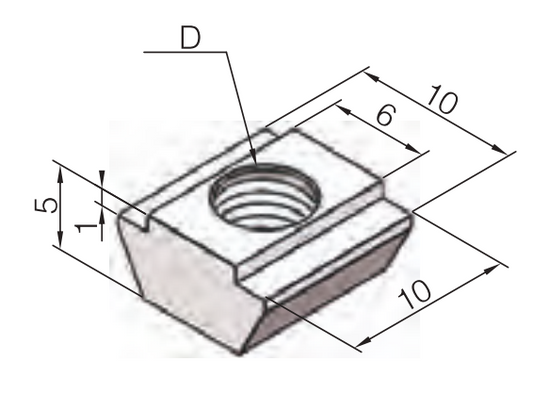 Sliding T-Nut for 20x20 6mm Slot Size Aluminum Profile