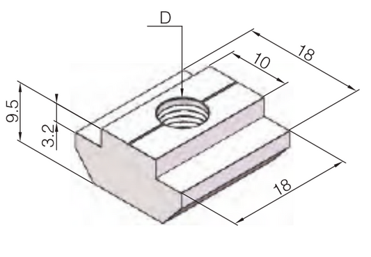 Slide in Nut-10-M8  nickel plated steel