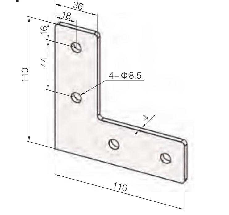 L Shape Plate Connector for 40X40 Aluminum Profile