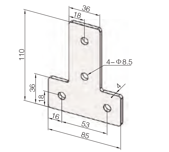 T Shape Plate Connector for 40X40 Aluminum Profile