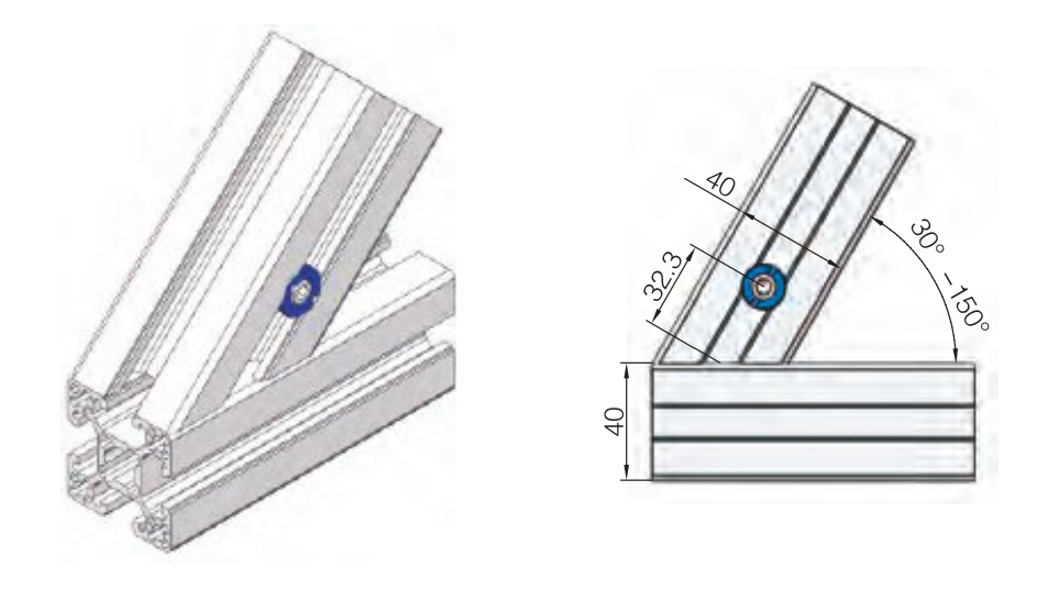 Central  Angle  connector Right  to left  angle  joint  for 40X40 Aluminum Profile