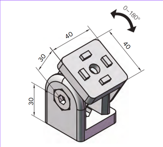 Swivel Pivot Joint for 40X40 Aluminum Profile