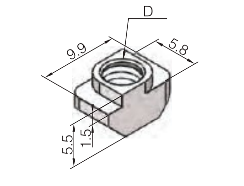 T Nut-6-M5  2020 nickel plated steel
