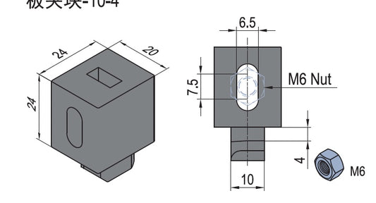 Panel mount block for 40X40 Aluminum Profile