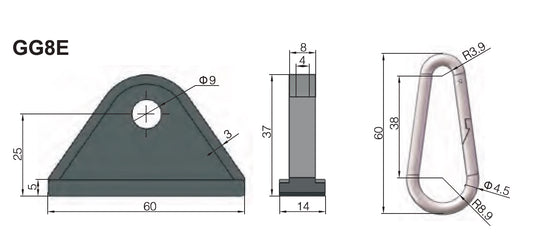 Aluminum Slide and hook for Tslot profile